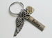 Bronze Charm Dog Memorial Keychain • Custom Engraved Rectangle & Heart Tag with Wing and Paw Charm