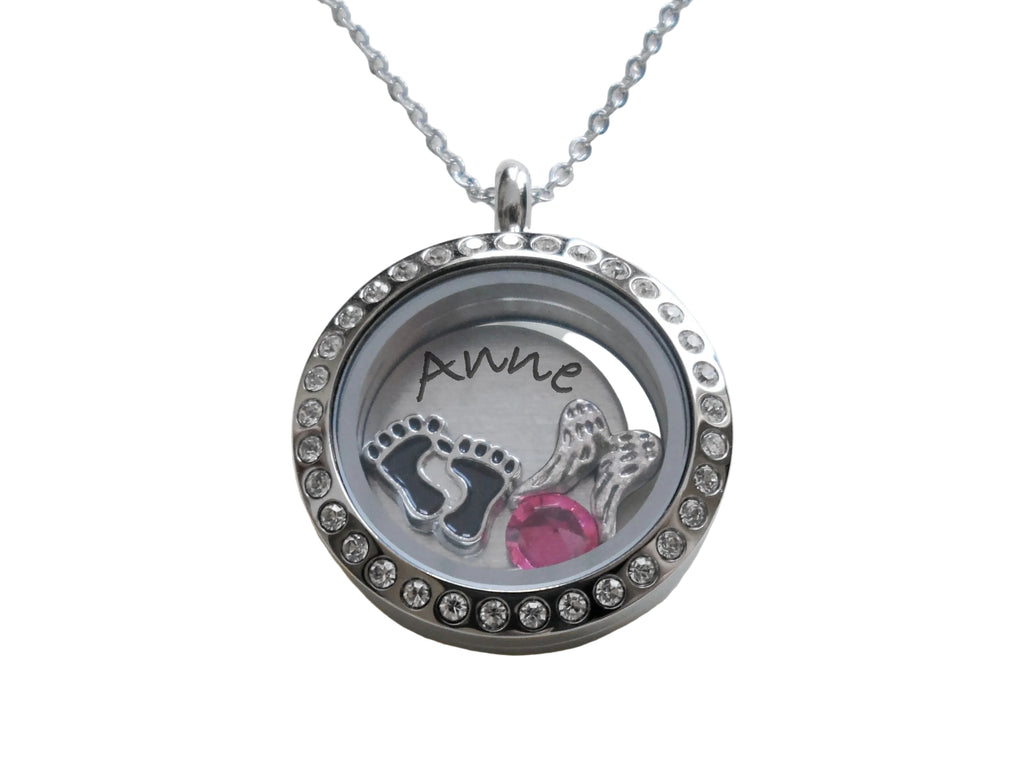 Personalized Forever in My Heart Stainless Steel Circle Locket Necklace for Baby Loss Memorial with Custom Engraved Disc- by Jewelry Everyday