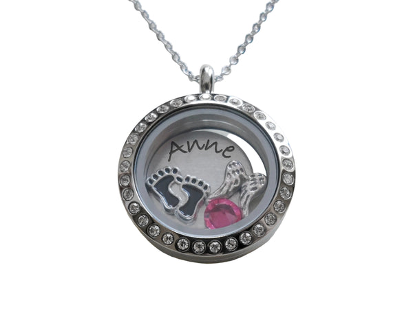 Personalized Forever in My Heart Stainless Steel Circle Locket Necklace for Baby Loss Memorial with Custom Engraved Disc- by Jewelry Everyday