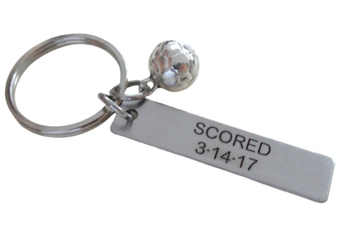 Personalized Soccer Ball Keychain and Steel Tag Custom Engraved with Anniversary Date, Soccer Keychain Gift by Jewelry Everyday