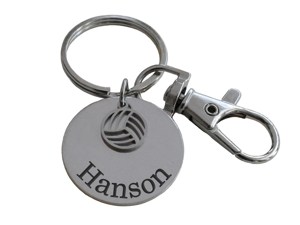 Custom Engraved Disc & Volleyball Charm Keychain with Clasp, For Graduate, Team Player or Coach by JewelryEveryday