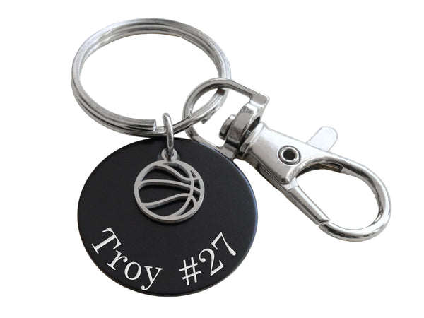 Basketball Charm Keychain with Custom Engraved Black Aluminum Disc with Clasp, For Graduate, School Team Player or Coach Gift by JewelryEveryday (Copy)