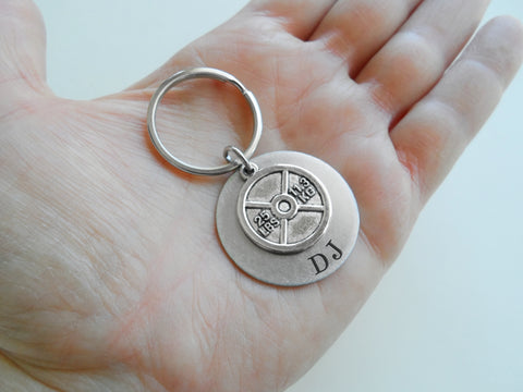 Weight Charm Keychain with Custom Engraved Disc, Fitness & Exercise Encouragement Keychain by JewelryEveryday