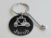 Golf Keychain with Golf Club & Golf Cart Charm & Custom Engraved Black Aluminum Disc, Golfer or Coach Keychain by JewelryEveryday