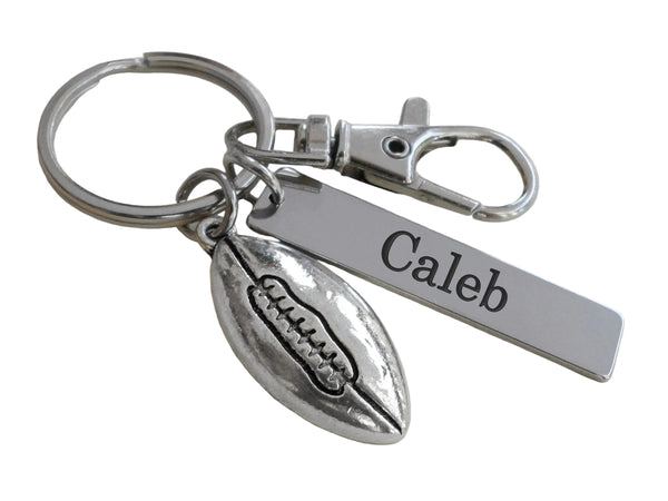 Football Charm Keychain with Custom Engraved Tag & Clasp, Personalized For Team Player or Coach by JewelryEveryday