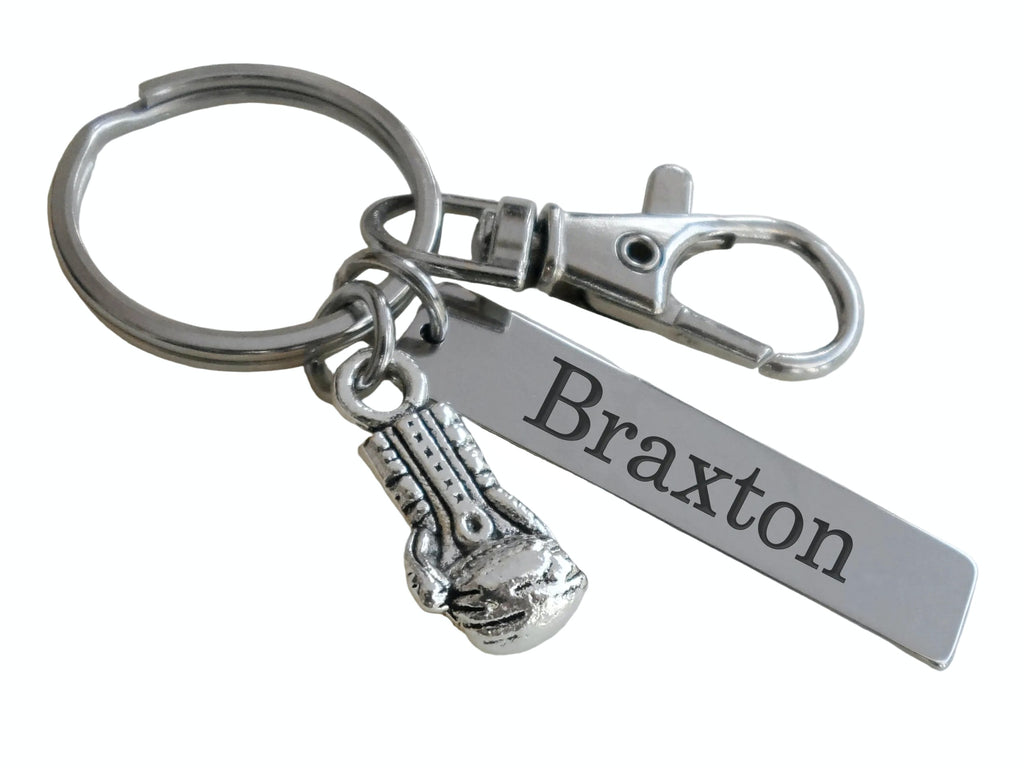 Boxing Keychain with Glove Charm, Swivel Clasp, and Custom Engraved Tag For Student or Coach Gift by JewelryEveryday