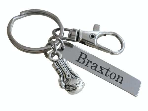 Boxing Keychain with Glove Charm, Swivel Clasp, and Custom Engraved Tag For Student or Coach Gift by JewelryEveryday