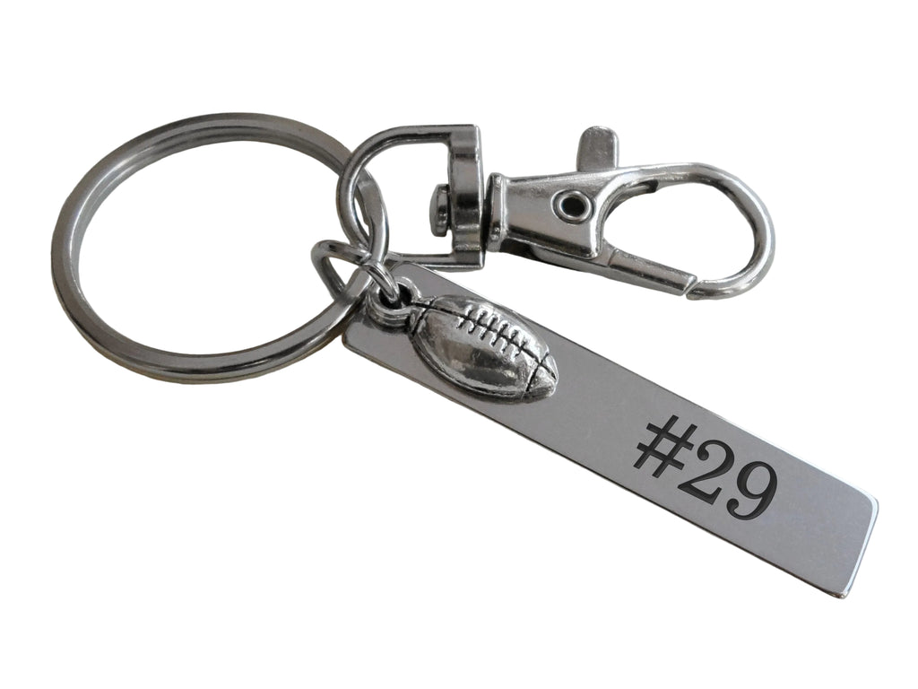 Football Charm Keychain with Custom Engraved Tag & Clasp, Personalized For Team Player or Coach by JewelryEveryday