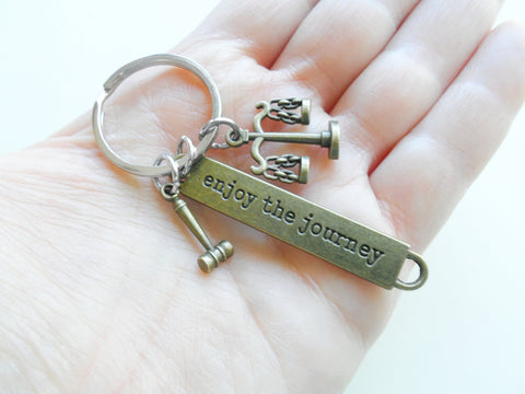 Bronze Law Scales Charm Keychain with Gavel Charm & Enjoy the Journey Tag, Paralegal Charm Keychain by JewelryEveryday