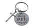 Walk by Faith Not By Sight Engraved Disc with Cross Charm Keychain, Religious Keychain Gift, Christian Keychain
