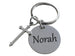 Custom Engraved Disc Keychain with Cross Charm, Religious Encouragement Keychain