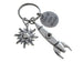 Rocket Ship Charm Keychain with Sun Charm & Custom Engraved Disc by JewelryEveryday