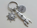 Rocket Ship Charm Keychain with Sun Charm & Custom Engraved Disc by JewelryEveryday