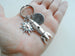 Rocket Ship Charm Keychain with Sun Charm & Custom Engraved Disc by JewelryEveryday