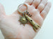Bronze Rocket Ship Charm Keychain with Sun Charm & Initial Charm by JewelryEveryday