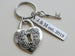 Heart Lock Charm Keychain with Heart Key Charm and Custom Engraved Tag - With Card Key To My Heart; Couples Keychain