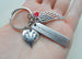 Twin Babies Memorial Keychain, Twins Feet Heart Charm & Wing Charm by Jewelry Everyday