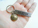 Antiqued Bronze Tag Keychain with Custom Engraving & Globe Charm, Couples Keychain