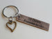 Antiqued Bronze Tag Keychain with Custom Engraving & Heart Charm, Couples Keychain