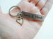 Antiqued Bronze Tag Keychain with Custom Engraving & Heart Charm, Couples Keychain