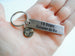 Antiqued Bronze Tag Keychain with Custom Engraving & Pinky Promise Charm, Couples Keychain