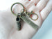 Cross Country Charm Keychain with Bronze Running Shoe Charm, Clasp, and Custom Engraved Tag by JewelryEveryday