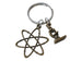 Bronze Atom & Microscope Keychain, Science Keychain, Physics Keychain, Chemistry Keychain, Microbiologist Gift