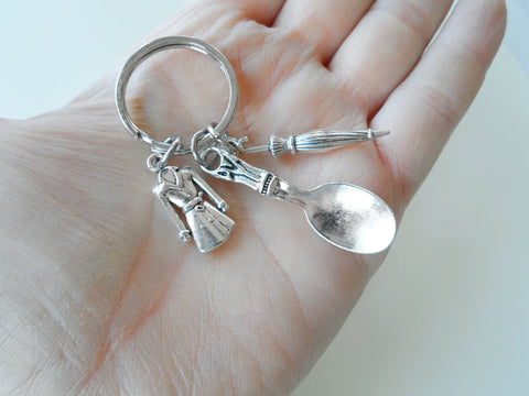 Spoon, Umbrella, & Overcoat Charm Keychain