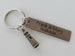Antiqued Bronze Tag Keychain with Custom Engraving & Lighthouse Charm, Couples Keychain