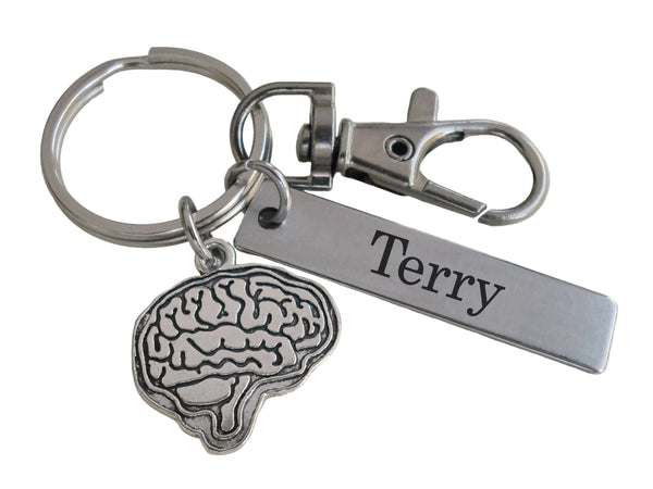 Brain and Custom Engraved Tag Keychain with Clasp, For Anatomy, Science, Biology or Psychologist by Jewelry Everyday