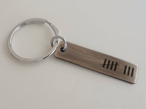 Custom Engraved Small Antiqued Bronze Tag Keychain, 8 Year Anniversary or 19 Year Anniversary Gift, Personalized Key Chain