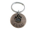 Custom Engraved Antiqued Bronze Disc & Paw Charm Keychain, Pet ID or Dog Memorial Keychain by Jewelry Everyday