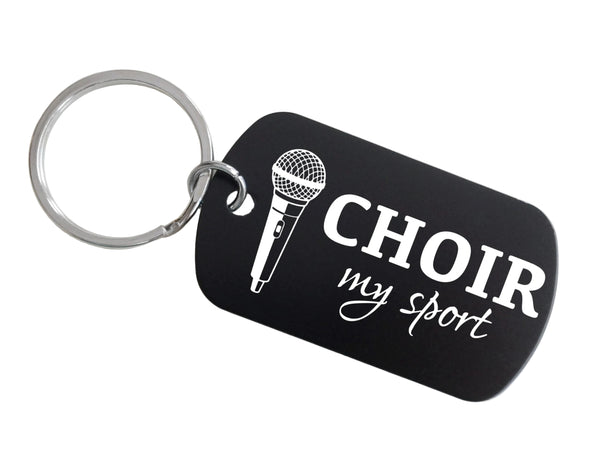 Choir My Sport Aluminum Tag Keychain with Engraved Treble Clef Image, For Student or Teacher Gift