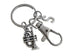 Trumpet Charm Keychain with Clasp & Letter Charm, Musician or Music Teacher Keychain by Jewelry Everyday
