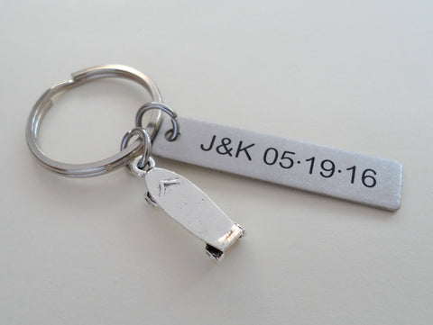 Personalized Skateboard Keychain and Steel Tag Custom Engraved, Gift for Couples by Jewelry Everyday