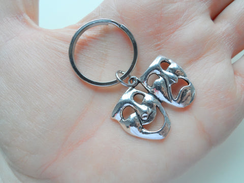 Theatre Masks Keychain, Mask Charm, Drama Keychain, Graduation Gift Keychain, Actors Keychain, Theatre Face, Graduate Gift, Theater Keychain by Jewelry Everyday