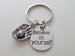 Believe in Yourself and Baseball Mitt Keychain, Baseball or Softball Player Encouragement Gift by Jewelry Everyday