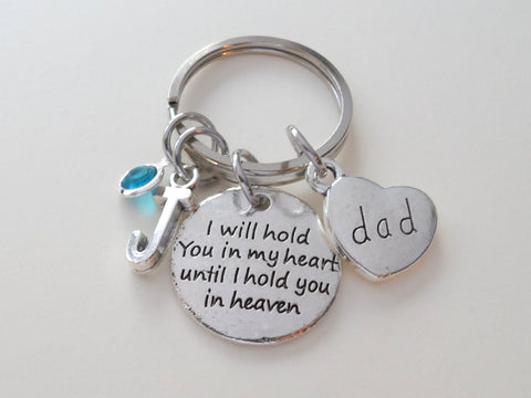 "I Will Hold You in My Heart Until I Hold You in Heaven" Saying Keychain With Custom Add-on Charms by Jewelry Everyday
