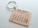 Personalized 8 Year Anniversary Gift - Bronze Calendar Keychain Engraved with Heart; Custom Engraved Backside Options by Jewelry Everyday