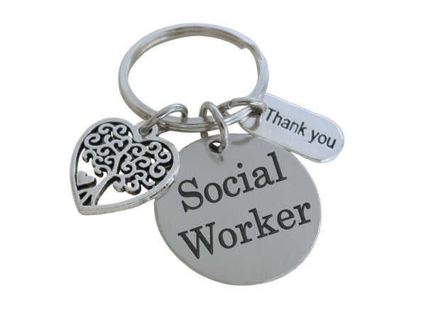 Social Worker Gift Keychain with Heart Tree Charm, Community Advocate Keychain, Thank you Gift