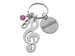 Music Keychain with Treble Clef Charm and Custom Engraved Disc, Musician, Graduate or Teacher Keychain