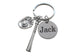 Baseball Mitt & Bat Charm Keychain with Custom Engraved Disc, Personalized For Softball or Baseball Player or Coach