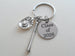 Baseball Mitt & Bat Charm Keychain with Custom Engraved Disc, Personalized For Softball or Baseball Player or Coach