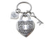 Heart Lock Charm Keychain with True Love Heart & Key Charm - Key To My Heart; Couples Keychain