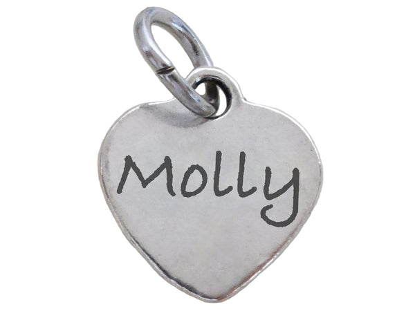 Custom Engraved Small 1/2 Inch Heart Tag Charm