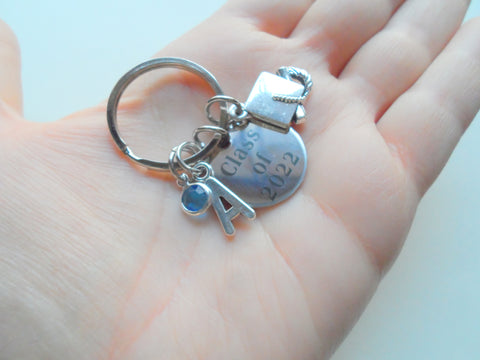 Class of 2025 or 2026 Keychain with Graduation Cap Charm, Personalized For Graduate