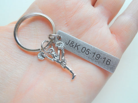 Personalized Cheerleader Keychain and Steel Tag Custom Engraved, Gift for Couples, or Instructors by Jewelry Everyday