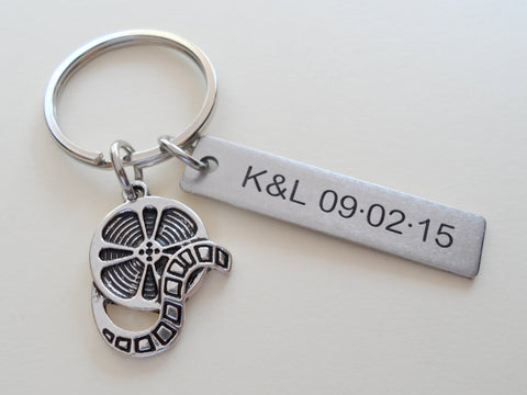Personalized Movie & Film Keychain with Reel Charm and Steel Tag Custom Engraved, Gift for Videographer, Producer or Actor by Jewelry Everyday