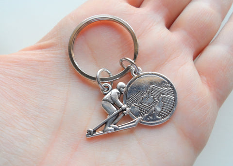 Skier & Mountain Charm Keychain, Skier's Keychain, Graduate Gift, Encouragement Gift Keychain by Jewelry Everyday