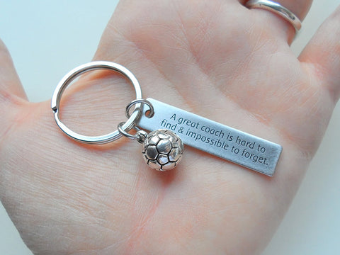 Soccer Coach Appreciation Gift - Engraved "A Great Coach is Impossible to Forget" Keychainwelry Everyday by Jewelry Everyday